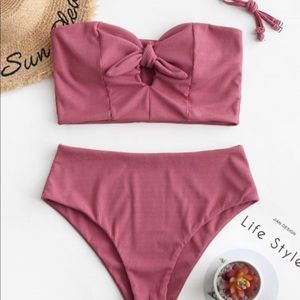 Strapless Tankini with high waisted bottoms